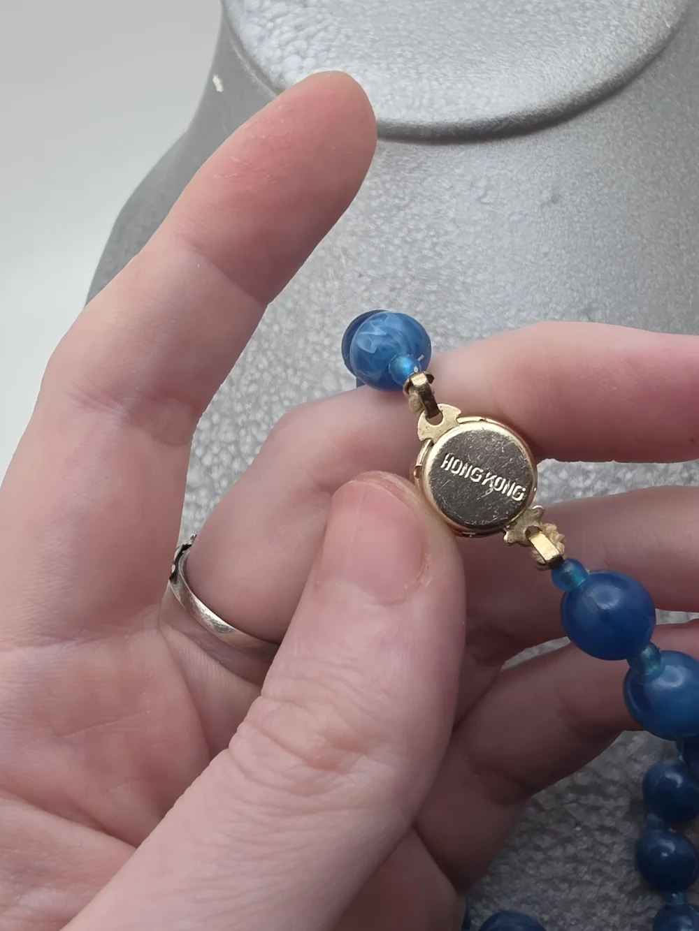 Vintage Blue Beaded Necklace